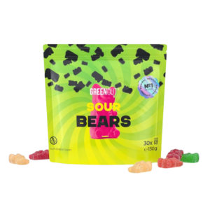 Żelki konopne Green Out Sour Bears o kwaśnym owocowym smaku